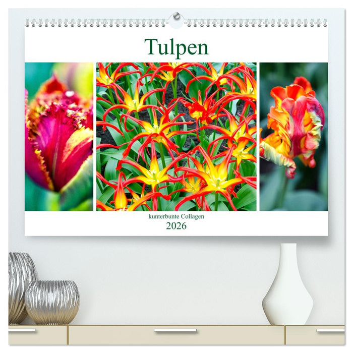 Tulpen - kunterbunte Collagen (CALVENDO Premium Wandkalender 2026)