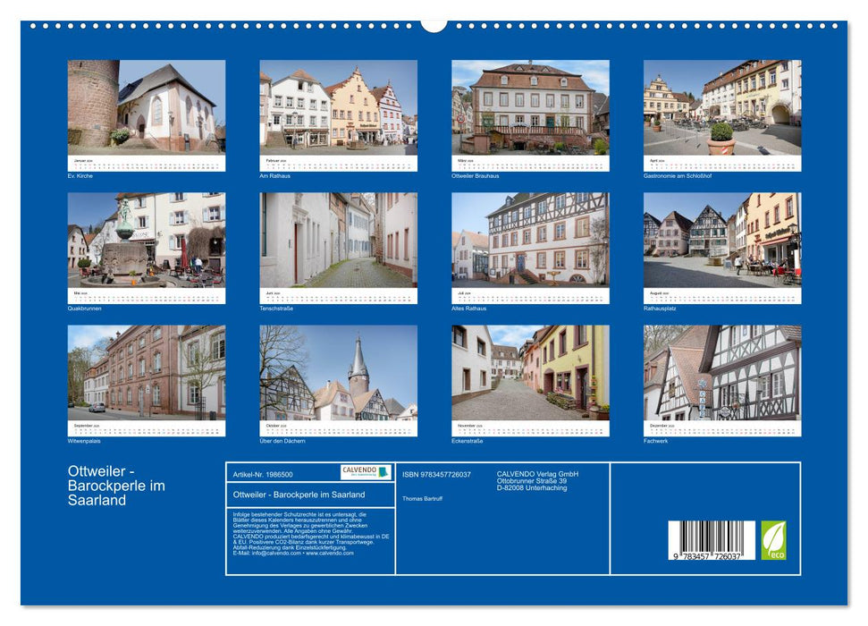 Ottweiler - Barockperle im Saarland (CALVENDO Premium Wandkalender 2026)