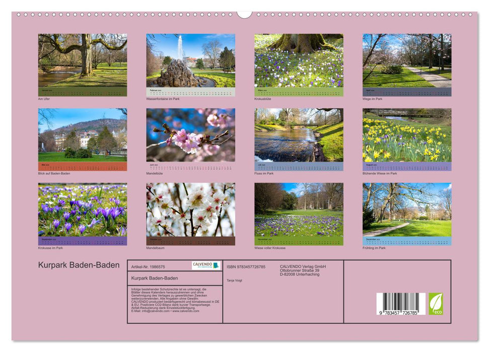 Kurpark Baden-Baden (CALVENDO Premium Wandkalender 2026)
