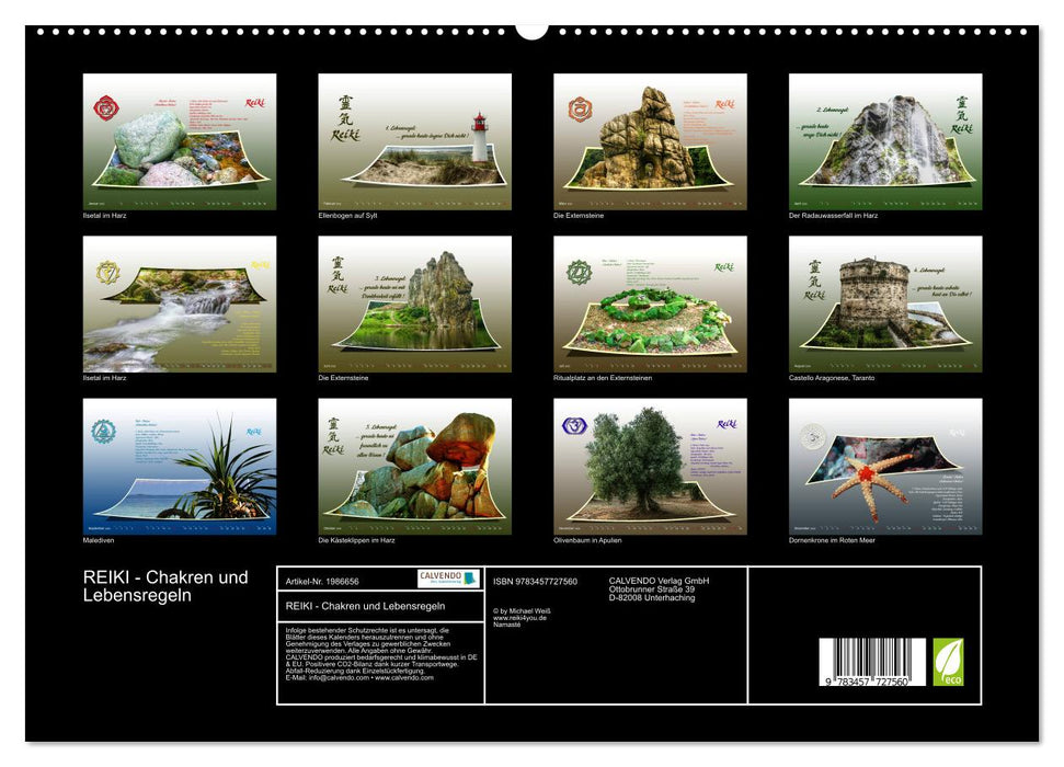 REIKI - Chakren und Lebensregeln (CALVENDO Premium Wandkalender 2026)