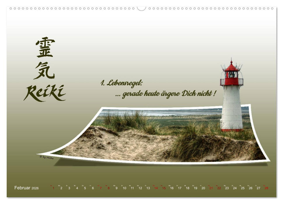 REIKI - Chakren und Lebensregeln (CALVENDO Premium Wandkalender 2026)