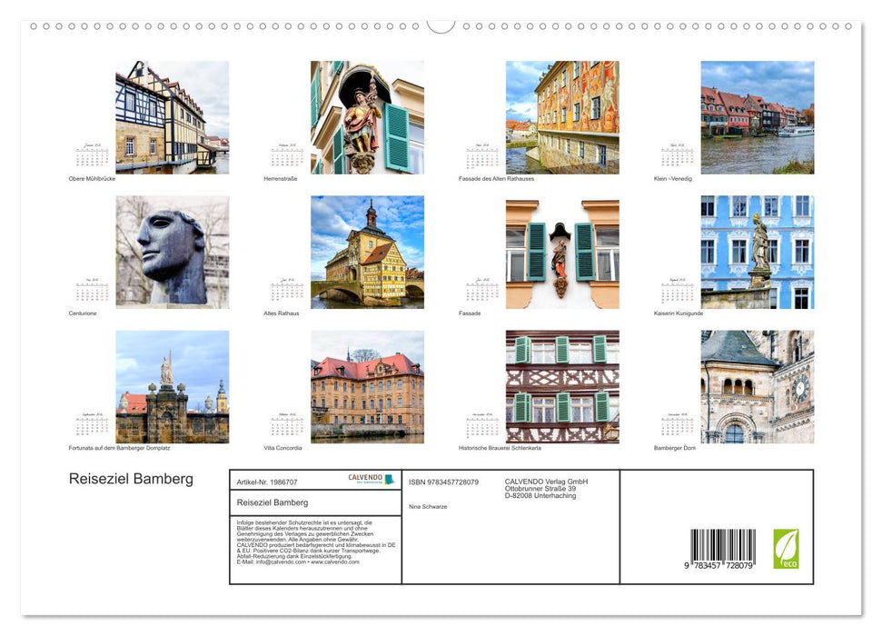 Reiseziel Bamberg (CALVENDO Premium Wandkalender 2026)