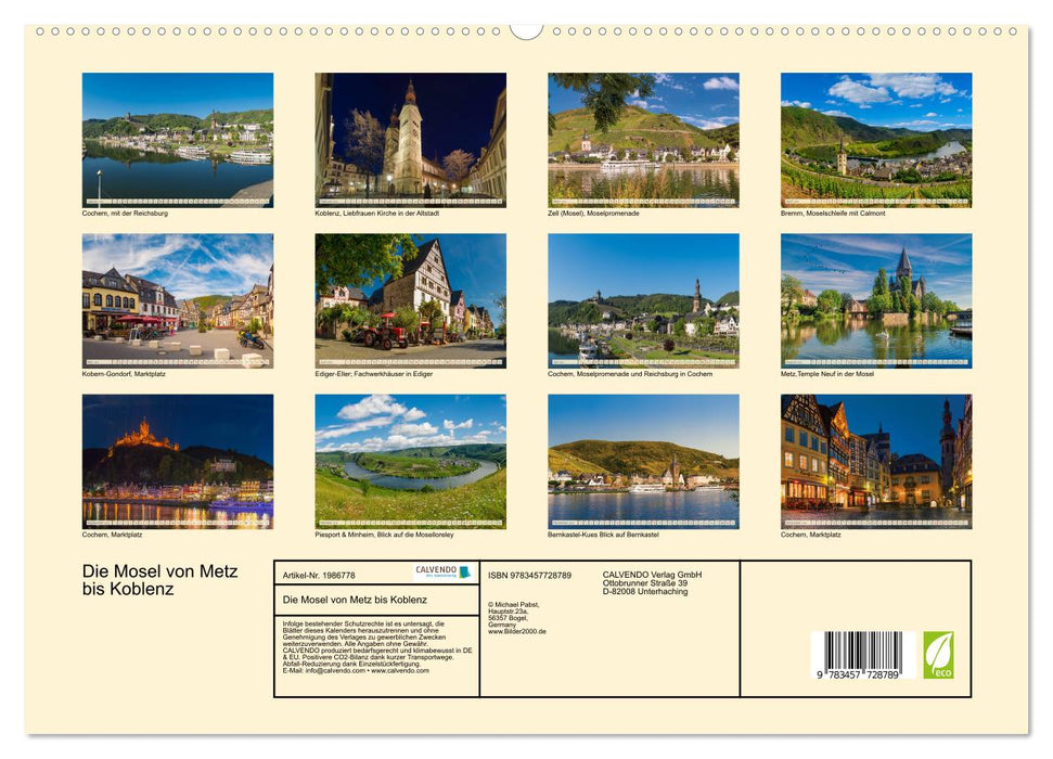Die Mosel von Metz bis Koblenz (CALVENDO Premium Wandkalender 2026)