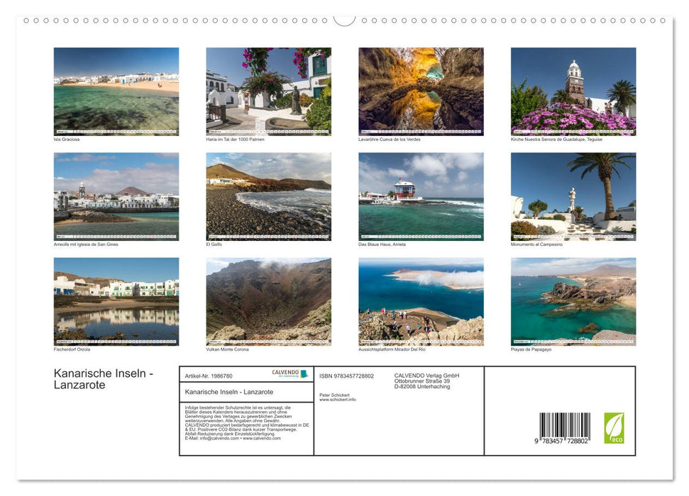 Kanarische Inseln - Lanzarote (CALVENDO Wandkalender 2026)