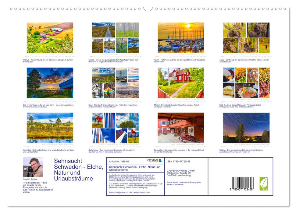 Sehnsucht Schweden - Elche, Natur und Urlaubsträume (CALVENDO Premium Wandkalender 2026)