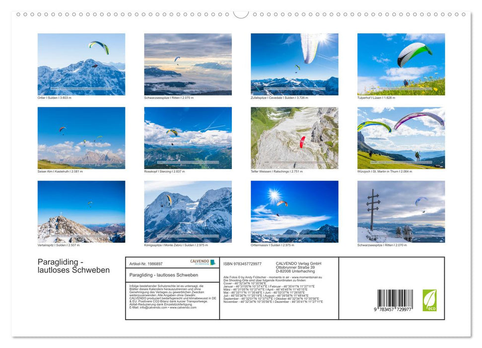 Paragliding - lautloses Schweben (CALVENDO Premium Wandkalender 2026)