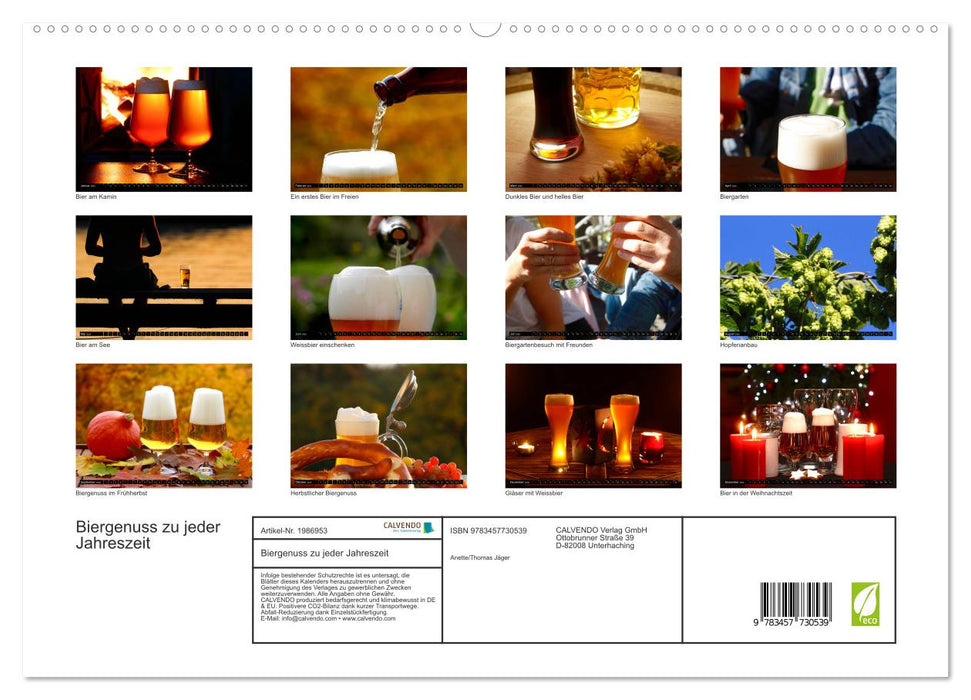 Biergenuss zu jeder Jahreszeit (CALVENDO Premium Wandkalender 2026)