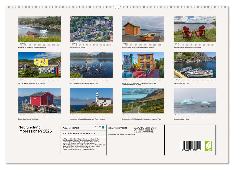 Neufundland Impressionen 2026 (CALVENDO Premium Wandkalender 2026)