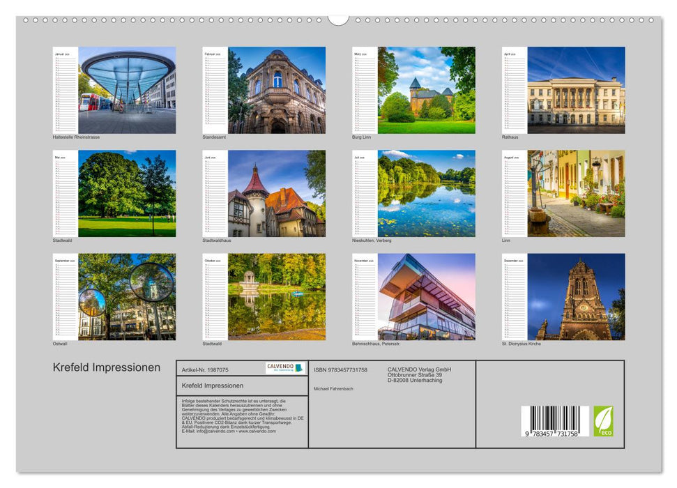 Krefeld Impressionen (CALVENDO Premium Wandkalender 2026)