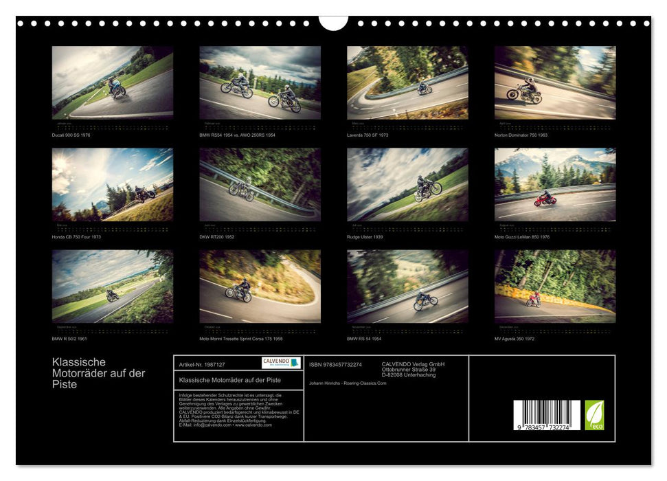 Klassische Motorräder auf der Piste (CALVENDO Wandkalender 2026)