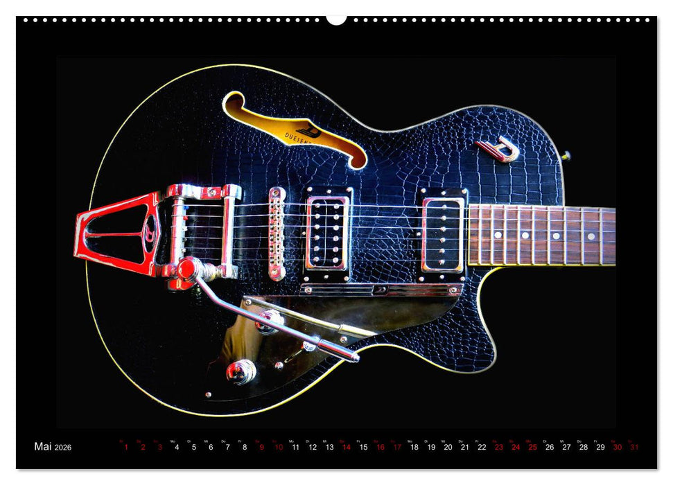 Rockgitarren im Blitzlicht (CALVENDO Premium Wandkalender 2026)