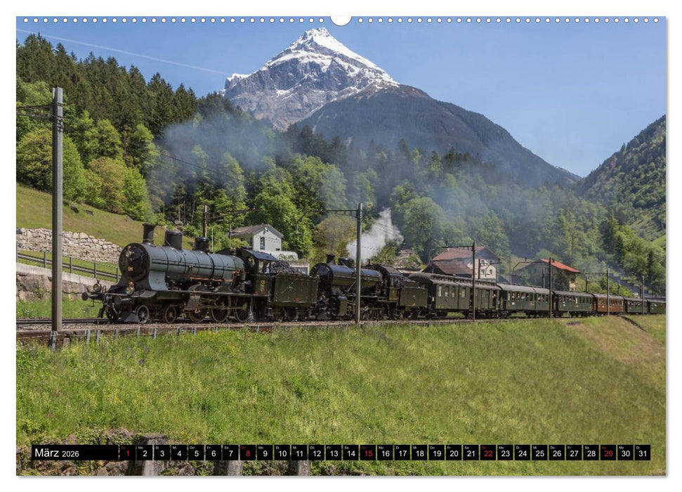 Eisenbahn-Nostalgie - Oldtimer auf Schweizer Schienen (CALVENDO Premium Wandkalender 2026)
