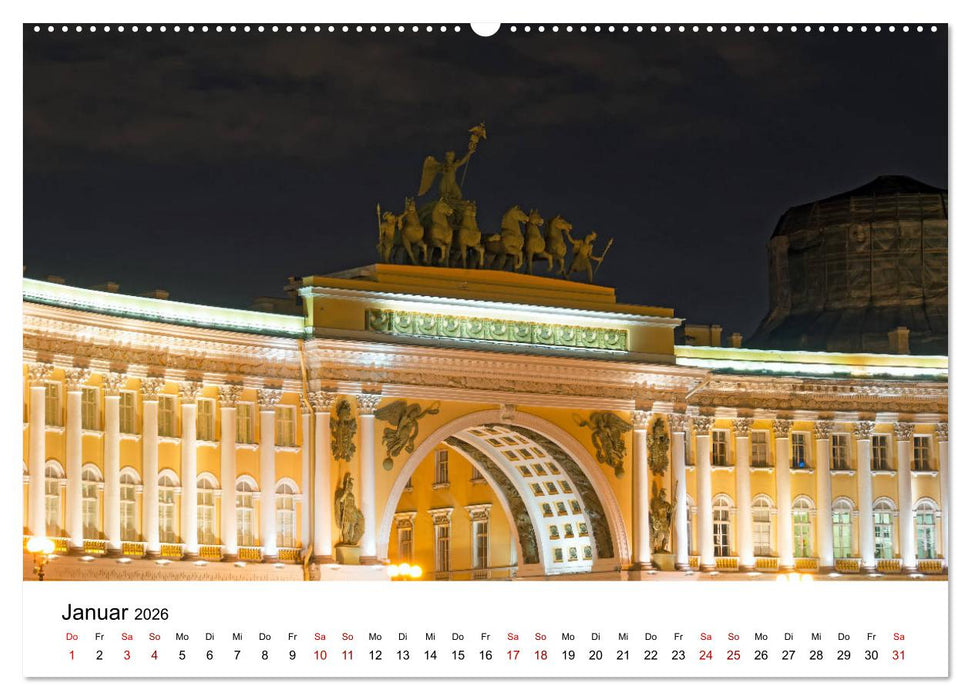 St. Petersburg bei Nacht (CALVENDO Premium Wandkalender 2026)