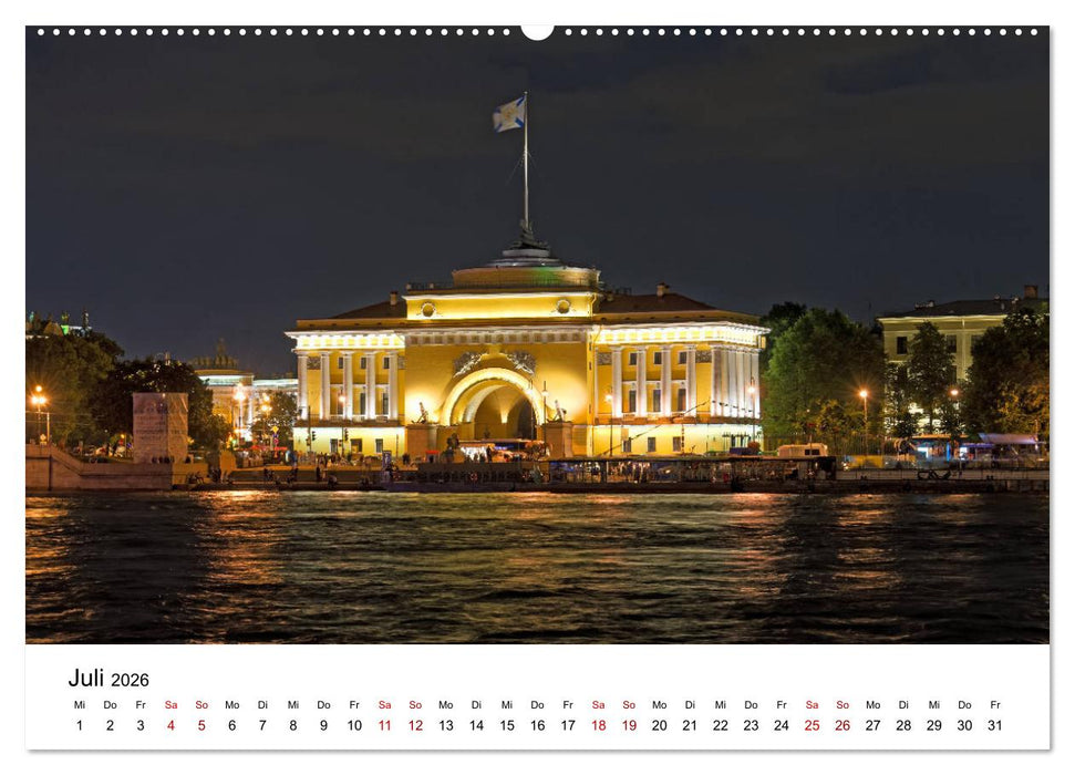 St. Petersburg bei Nacht (CALVENDO Premium Wandkalender 2026)