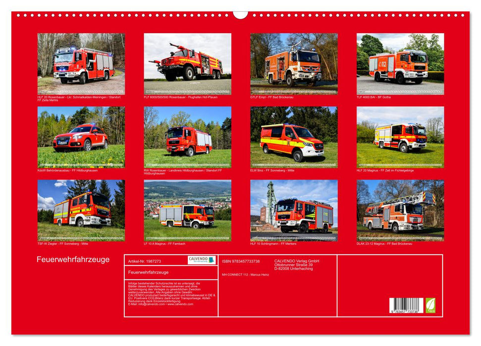 Feuerwehrfahrzeuge (CALVENDO Wandkalender 2026)