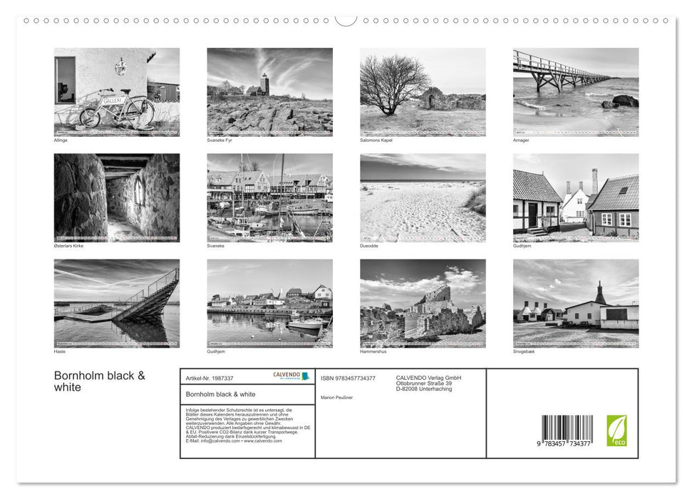 Bornholm black & white (CALVENDO Premium Wandkalender 2026)
