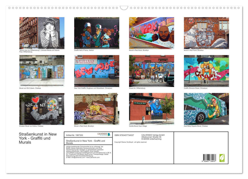 Straßenkunst in New York - Graffiti und Murals (CALVENDO Wandkalender 2026)