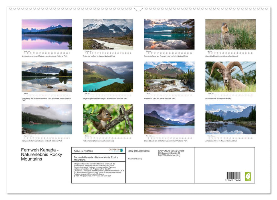 Fernweh Kanada - Naturerlebnis Rocky Mountains (CALVENDO Wandkalender 2026)