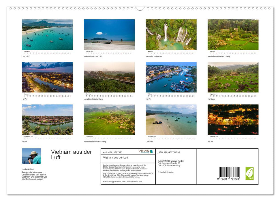 Vietnam aus der Luft (CALVENDO Premium Wandkalender 2026)