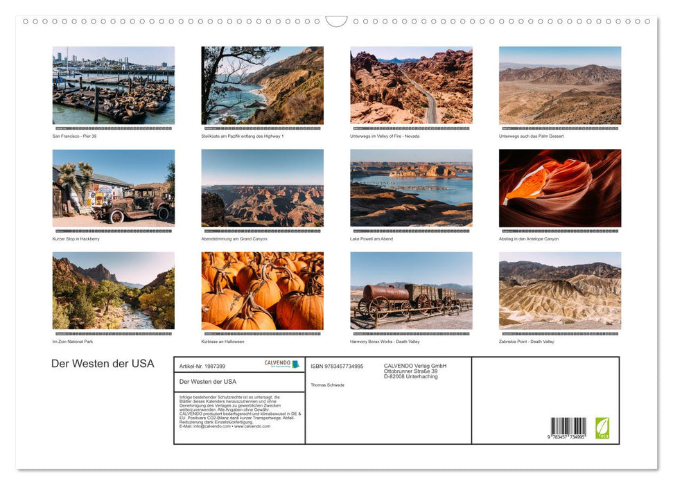 Der Westen der USA (CALVENDO Wandkalender 2026)