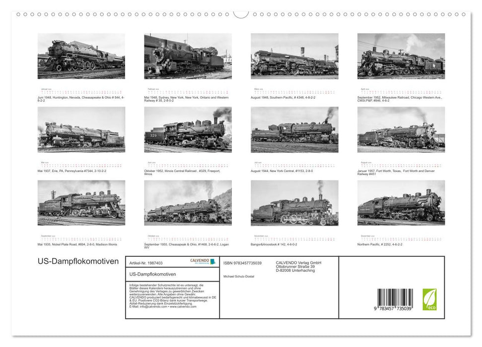 US-Dampflokomotiven (CALVENDO Premium Wandkalender 2026)