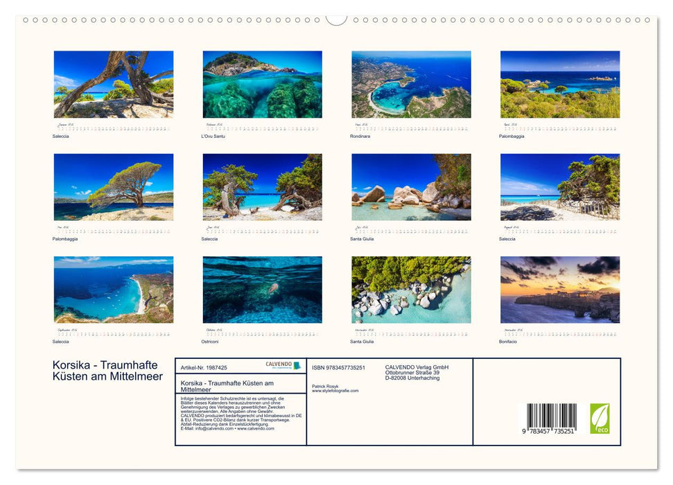Korsika - Traumhafte Küsten am Mittelmeer (CALVENDO Premium Wandkalender 2026)