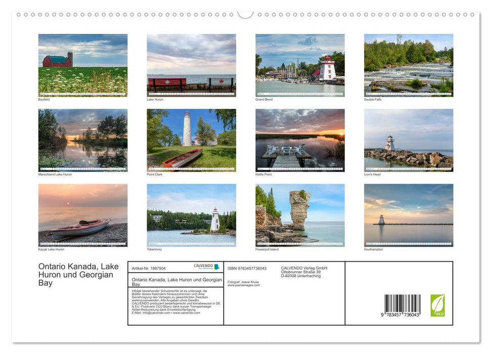 Ontario Kanada, Lake Huron und Georgian Bay (CALVENDO Premium Wandkalender 2026)