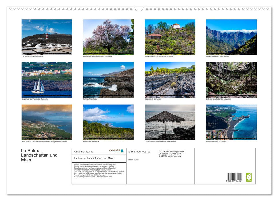 La Palma - Landschaften und Meer (CALVENDO Wandkalender 2026)