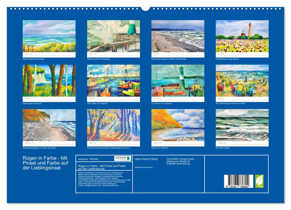Rügen in Farbe - Mit Pinsel und Farbe auf der Lieblingsinsel (CALVENDO Premium Wandkalender 2026)