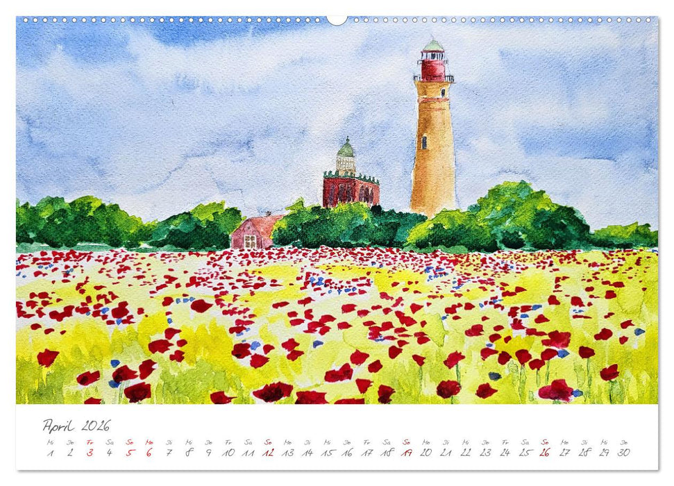 Rügen in Farbe - Mit Pinsel und Farbe auf der Lieblingsinsel (CALVENDO Premium Wandkalender 2026)