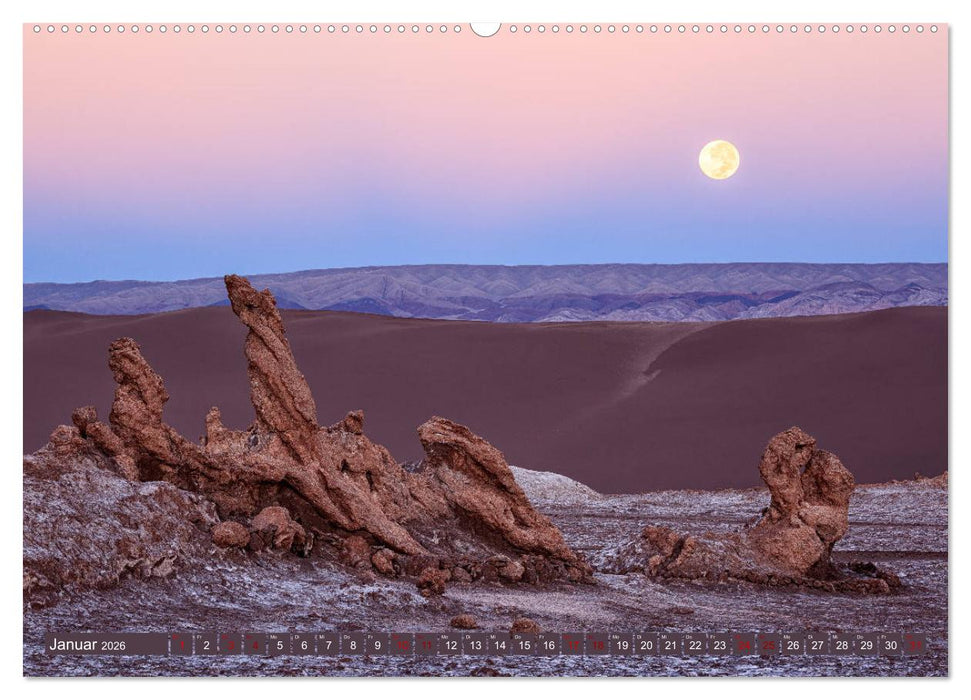 Atacama: Karge Wüste, mächtige Vulkane und farbenprächtige Lagunen (CALVENDO Premium Wandkalender 2026)