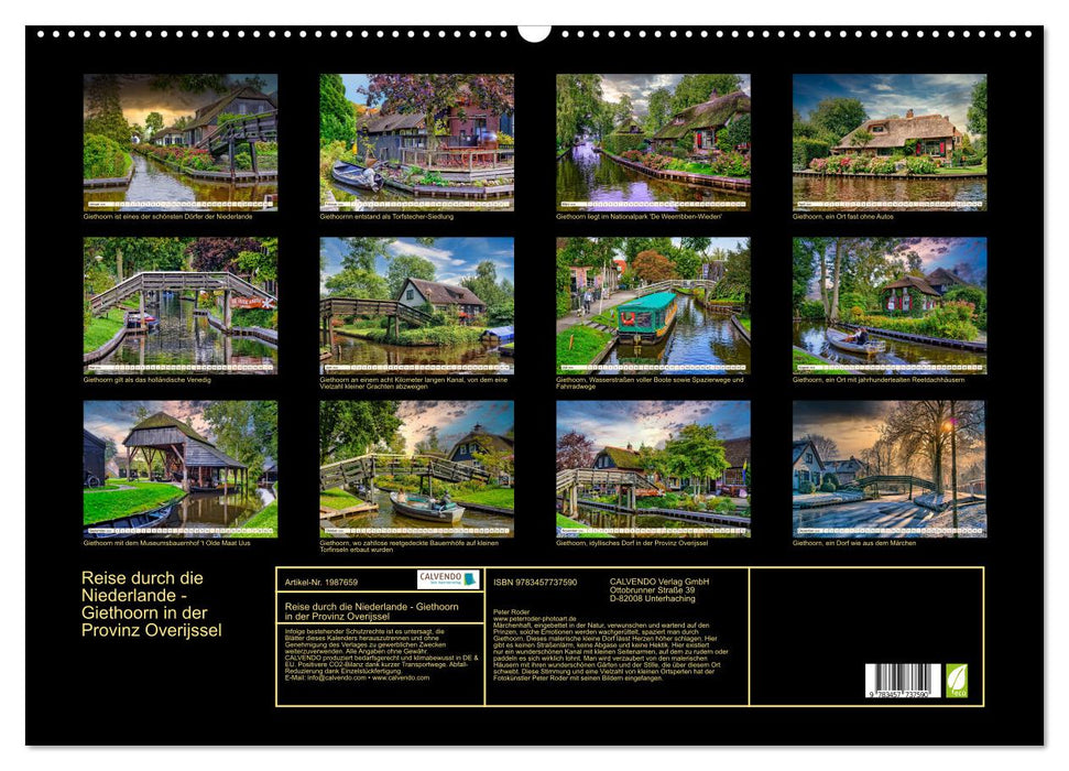 Reise durch die Niederlande - Giethoorn in der Provinz Overijssel (CALVENDO Wandkalender 2026)