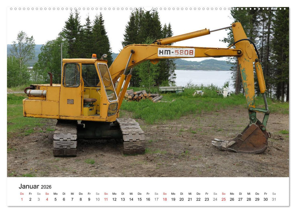 Baumaschinen mit Patina (CALVENDO Premium Wandkalender 2026)