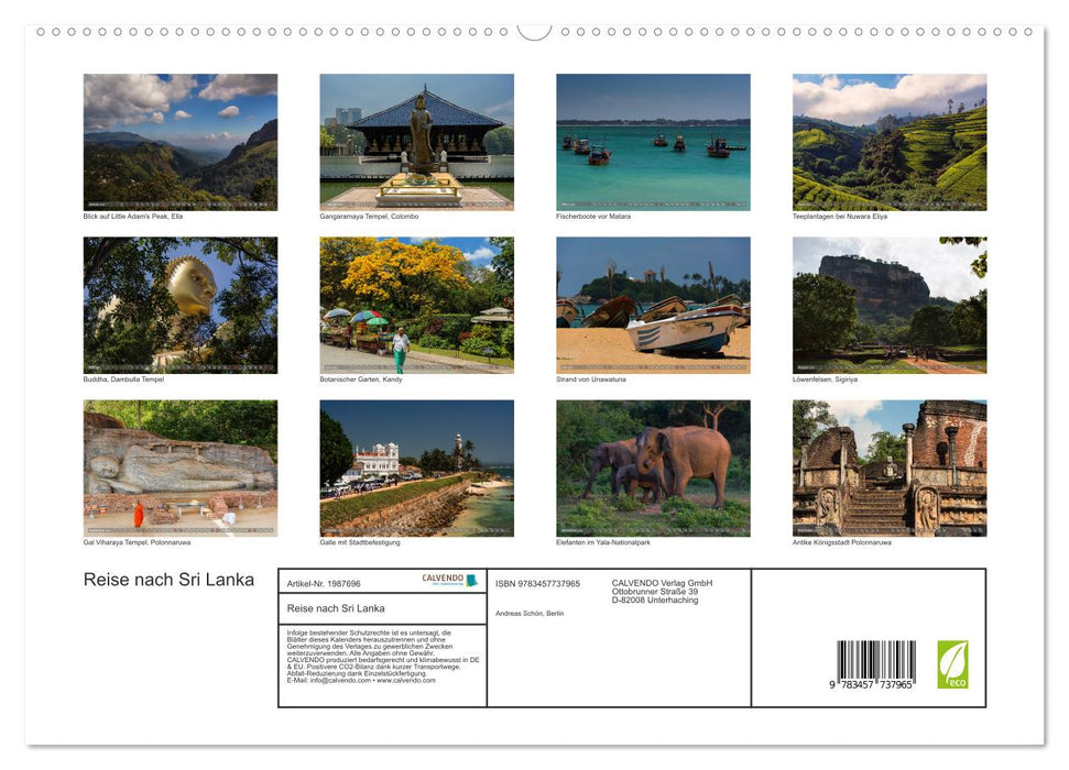 Reise nach Sri Lanka (CALVENDO Premium Wandkalender 2026)