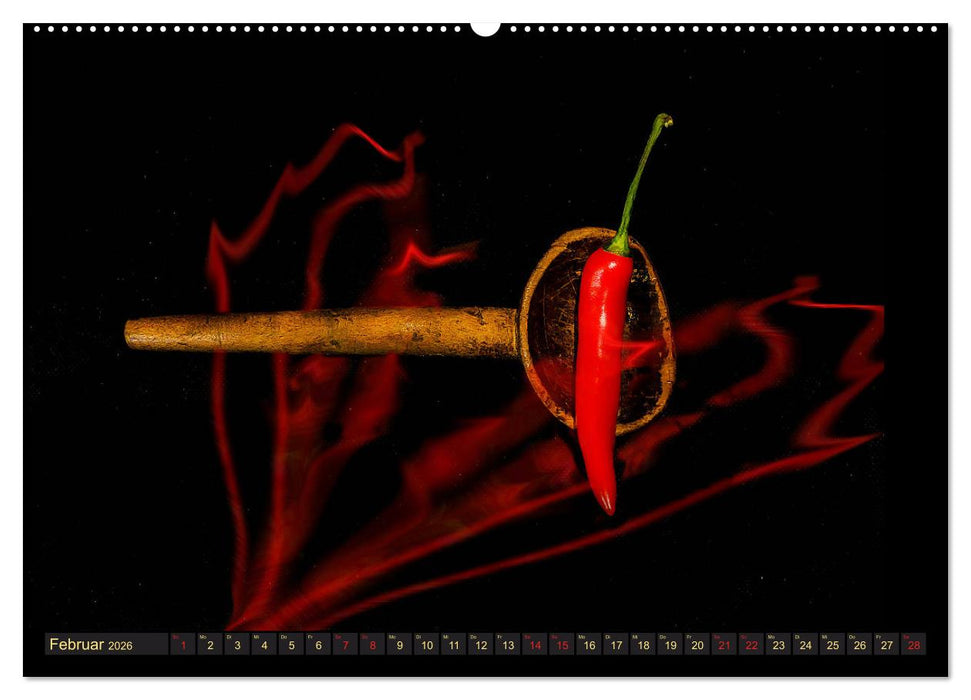 Scharfe Chili Fantasien - Creative Food Design (CALVENDO Premium Wandkalender 2026)