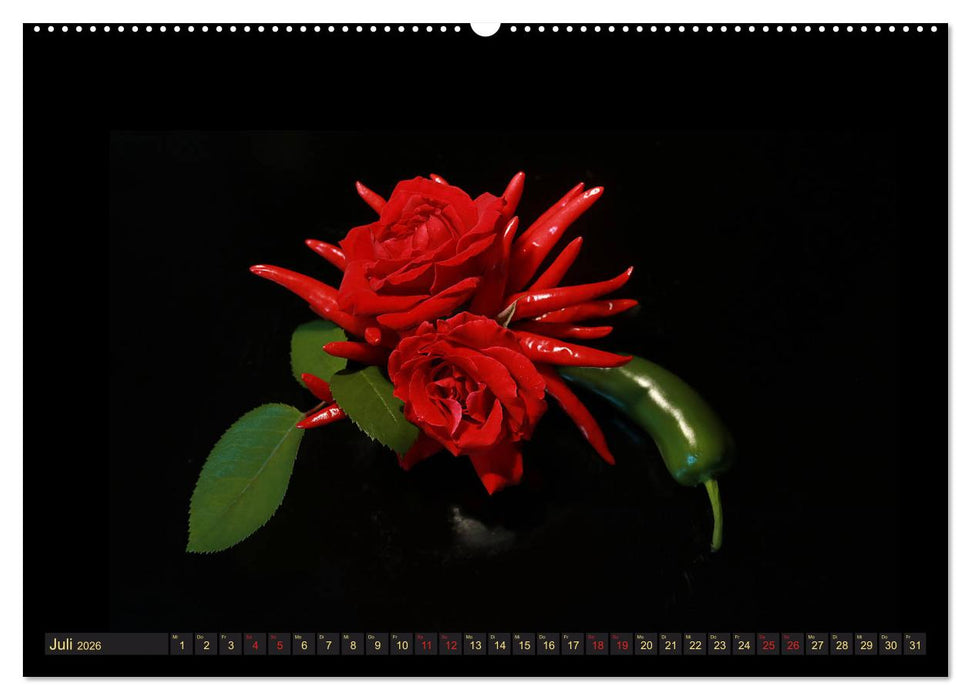 Scharfe Chili Fantasien - Creative Food Design (CALVENDO Premium Wandkalender 2026)