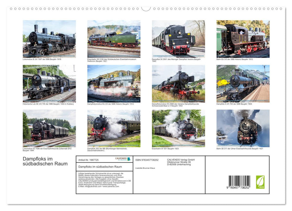 Dampfloks im südbadischen Raum (CALVENDO Premium Wandkalender 2026)