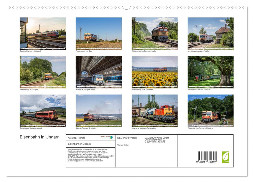 Eisenbahn in Ungarn (CALVENDO Premium Wandkalender 2026)