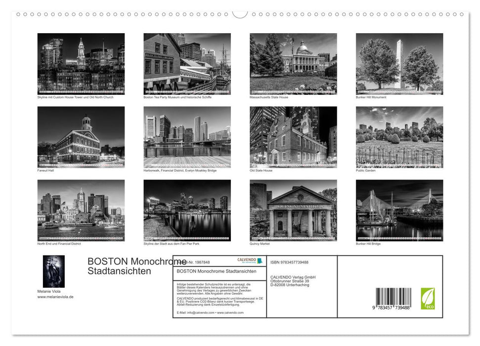 BOSTON Monochrome Stadtansichten (CALVENDO Premium Wandkalender 2026)