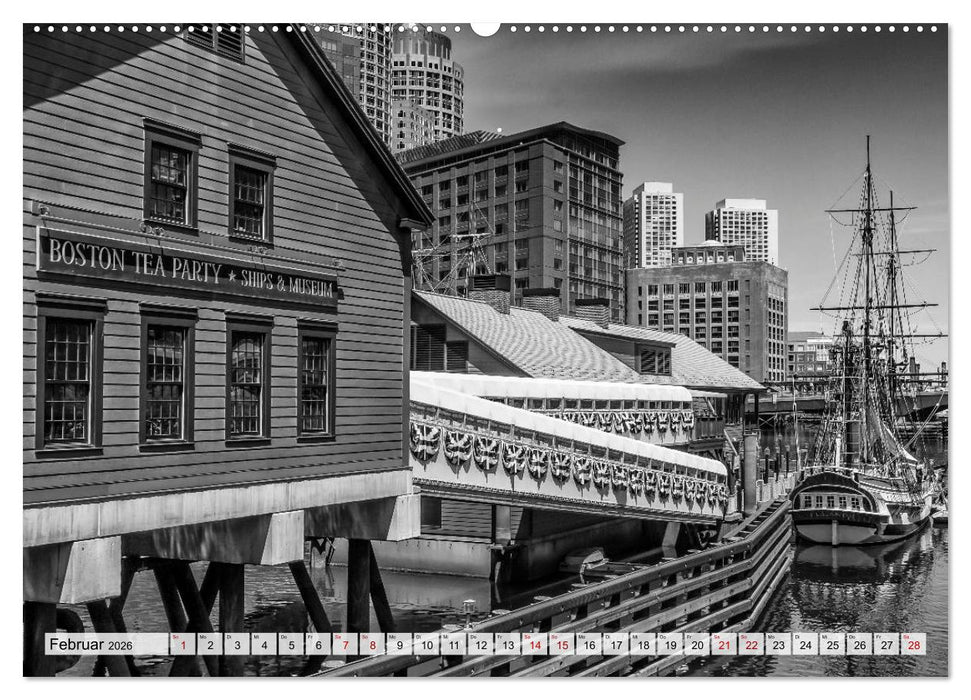 BOSTON Monochrome Stadtansichten (CALVENDO Premium Wandkalender 2026)