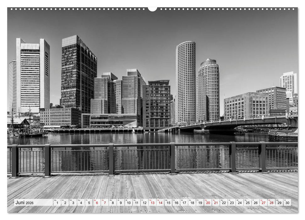 BOSTON Monochrome Stadtansichten (CALVENDO Premium Wandkalender 2026)
