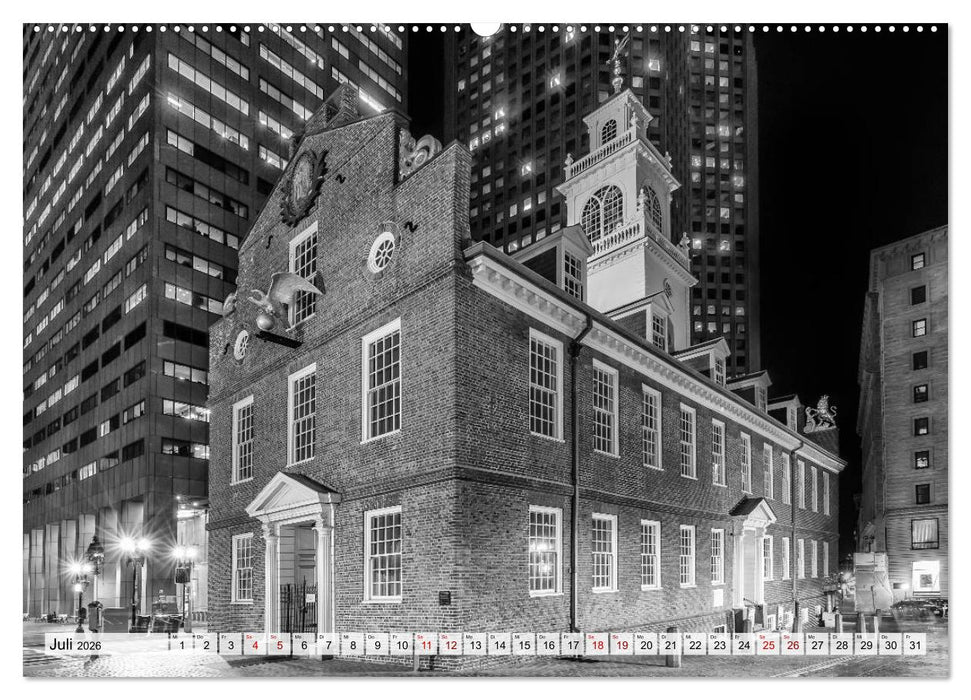 BOSTON Monochrome Stadtansichten (CALVENDO Premium Wandkalender 2026)