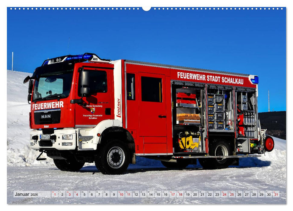 Feuerwehrfahrzeuge (CALVENDO Premium Wandkalender 2026)