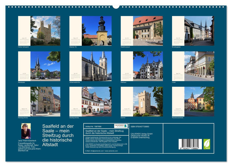 Saalfeld an der Saale – mein Streifzug durch die historische Altstadt (CALVENDO Premium Wandkalender 2026)
