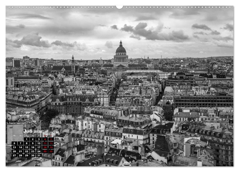 Paris-Impressionen in Schwarz-Weiß (CALVENDO Premium Wandkalender 2026)