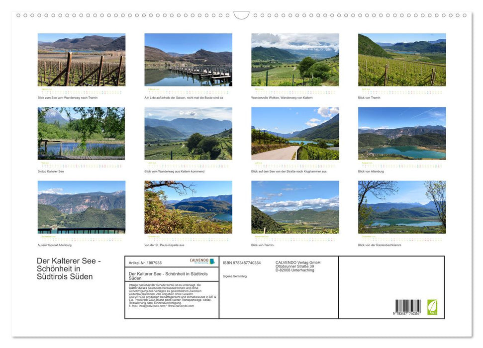 Der Kalterer See - Schönheit in Südtirols Süden (CALVENDO Wandkalender 2026)