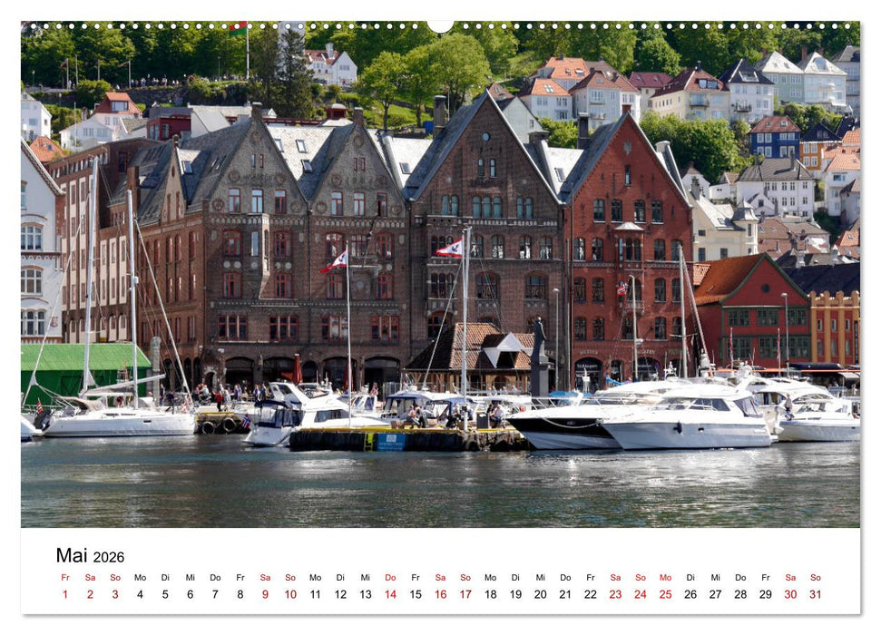 Norwegens Hafenstädte - Alesund - Honningsvag - Geiranger - Bergen (CALVENDO Premium Wandkalender 2026)
