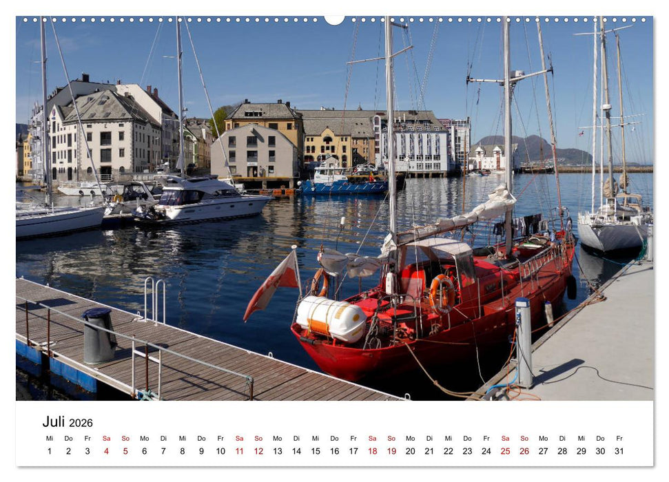 Norwegens Hafenstädte - Alesund - Honningsvag - Geiranger - Bergen (CALVENDO Premium Wandkalender 2026)