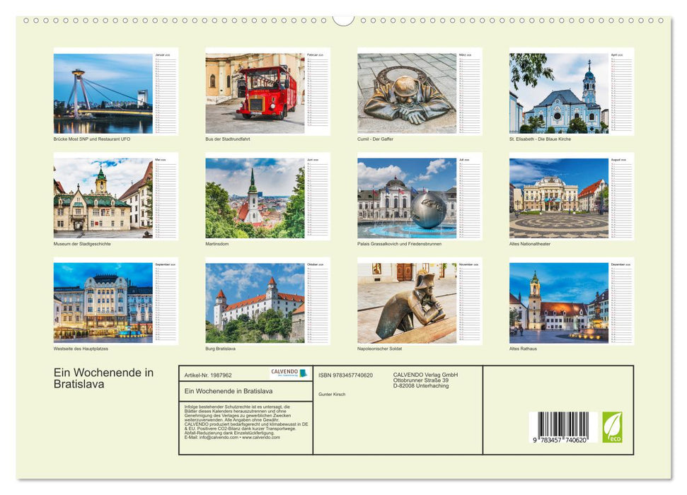 Ein Wochenende in Bratislava (CALVENDO Premium Wandkalender 2026)