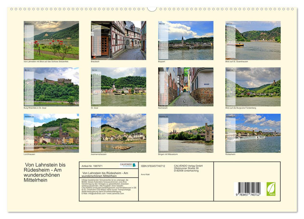Von Lahnstein bis Rüdesheim - Am wunderschönen Mittelrhein (CALVENDO Premium Wandkalender 2026)
